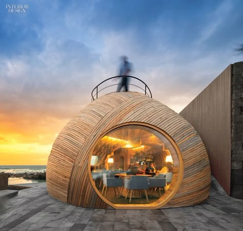 5 Most Popular Restaurant and Bar Projects of 2016 Eco Construction, Dome House, Volcanic Stone, Geodesic Dome, Interior Design Magazine, Pergola Designs, House Roof, Outdoor Deck, Amazing Architecture