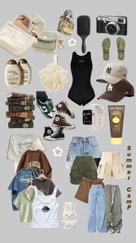 Things to bring to Summer camp Cute Granola Outfits, Camp Counselor Outfit, Camp Counselor Aesthetic, Church Camp Outfits, Summer Camp Outfits, Summer Camp Packing, Granola Girl Outfits, Camp Outfits, Granola Outfits