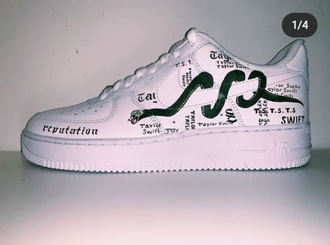 Painted Taylor Swift Shoes, Custom Air Force 1 Taylor Swift, Taylor Swift Shoes Painting, Taylor Swift Nike Shoes, Taylor Swift Air Force 1, Taylor Swift Diy Shoes, Eras Tour Sneakers, Taylor Swift Sneakers Diy, Eras Tour Shoes Diy