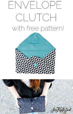 Envelope Clutch Pattern (free!) | Clutch Pattern | Envelope Clutch | Free Clutch Pattern | How to Sew a Clutch | DIY Clutch | DIY Envelope Clutch || See Kate Sew #clutchpattern #diyclutch #envelopeclutch #freepattern #seekatesew Clutch Pattern Free, Envelope Clutch Pattern, Clutch Diy, Clutch Pattern, Diy Clutch, Diy Envelope, Beginner Sewing Projects Easy, Leftover Fabric, Envelope Clutch