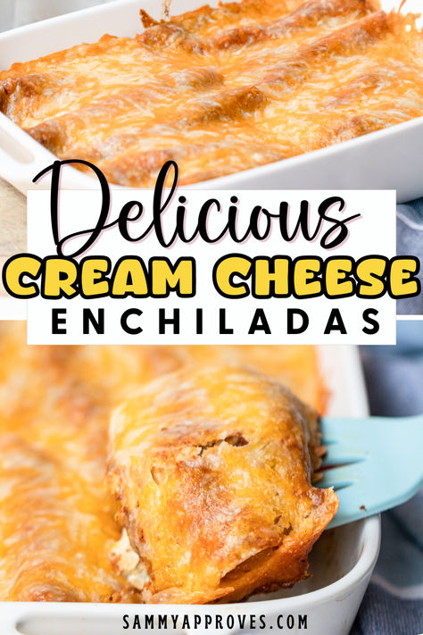 🌮 Spice up your summer dinner routine with these creamy and dreamy cream cheese enchiladas! 😍🔥 They're quick to make, packed with flavor, and guaranteed to satisfy those Mexican food cravings. 🤤🔥 Try this easy recipe tonight and impress your taste buds! 👌🌶️ Beef Enchiladas With Cream Cheese, Cheese Enchiladas With Queso, Easy Travel Food, Cheese Enchilada Recipe, Sour Cream Enchilada Sauce, Easy Cheese Enchiladas, Cream Cheese Enchiladas, Sour Cream Enchiladas, Hispanic Dishes