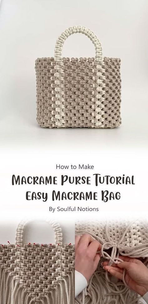 This macrame bag is an ideal gift for yourself or a friend. Macrame purse tutorial by Soulful Notions. This is an easy project that can be completed within few hours with attention to detail and patience. Macrame Purse Tutorial, Macrame Angel, Purse Patterns Free, Macrame Basket, Macrame Bags, Easy Macrame, Free Macrame Patterns, Moon Dreamcatcher, Diy Crochet Bag