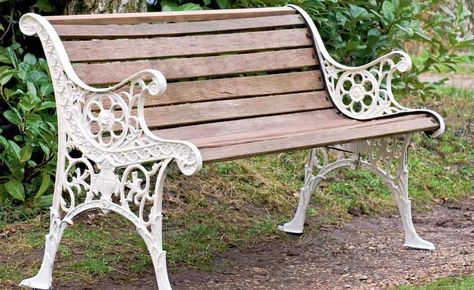 Yard Benches, Cast Iron Bench, Outdoor Garden Bench, Iron Bench, Garden Storage Shed, Bench Decor, Diy Bench, Garden Seating, Wooden Bench