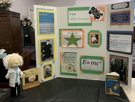 Albert Einstein biography project Albert Einstein Science Project, History Models For Exhibition, Albert Einstein Bulletin Board, Biography Poster Project, Science Exhibition Board Decoration, Poster Board Projects, Albert Einstein Projects, Board Project Ideas, Einstein Project