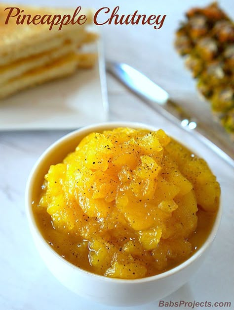 Easy 3-ingredient pineapple chutney. #indianrecipe #chutneyrecipe #pineapplerecipe #pineapplepreserve   via @babsprojects Pineapple Chutney, Homemade Condiments, Pineapple Recipes, Homemade Spices, Chutney Recipes, Easy Family Meals, Easy Dessert, 3 Ingredient, Dish Recipes