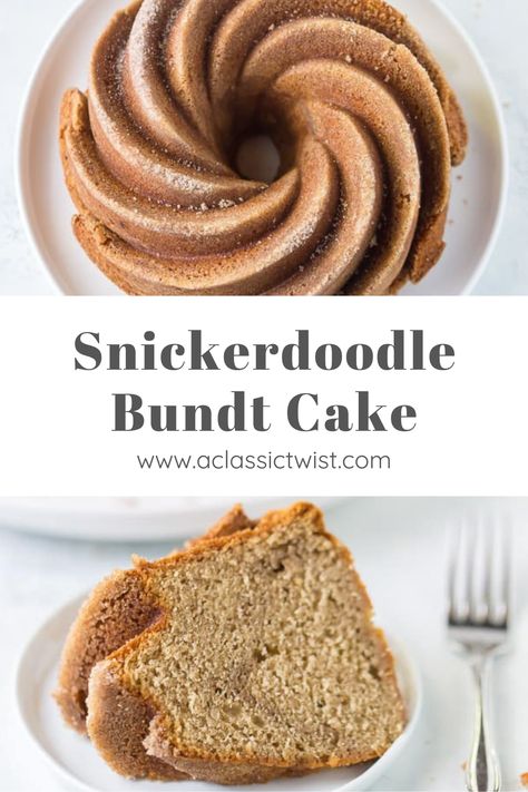 Snicker Doodle Bundt Cake, Snickerdoodle Bundt Cake Recipes, Snickerdoodle Bundt Cake, Bunt Cake Recipe, Cinnamon Swirl Cake, Snickerdoodle Cake, Bundt Recipes, Pumpkin Bundt Cake, Bundt Cake Recipe