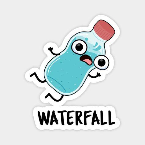 Waterfall Funny Water Pun features a cute bottle of water about to have a fall. Perfect pun gift for family and friends who love cute water puns. -- Choose from our vast selection of magnets to match with your desired size to make the perfect custom magnet. Pick your favorite: Movies, TV Shows, Art, and so much more! Available in two sizes. Perfect to decorate your fridge, locker, or any magnetic surface with. Water Puns, Pun Stickers, Wine Glass Tattoo, Cute Bottle, Punny Jokes, Punny Puns, Sticker Inspo, Lunch Notes, Bottle Of Water