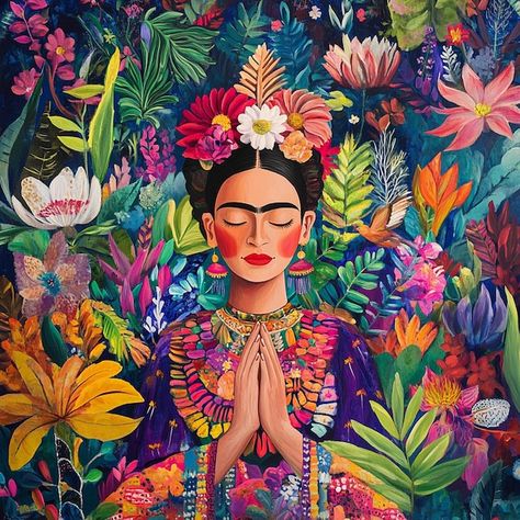 Foto tributo artístico a frida kahlo muj... | Premium Photo #Freepik #photo #colores-vibrantes #patrones-florales #ilustraciones-coloridas #arte-botanico Frida Kahlo Photos, Buddha Art Painting, Buddha Art, Art Pop, Arte Floral, Dia De Muertos, Premium Photo, Beautiful Images, Pop Art