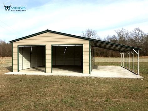 Enclosed Garage, Custom Metal Buildings, Lester Buildings, Garage Shop Plans, Metal Shop Building, Metal Building House Plans, Building A Pole Barn, Metal Building Home, Building Home