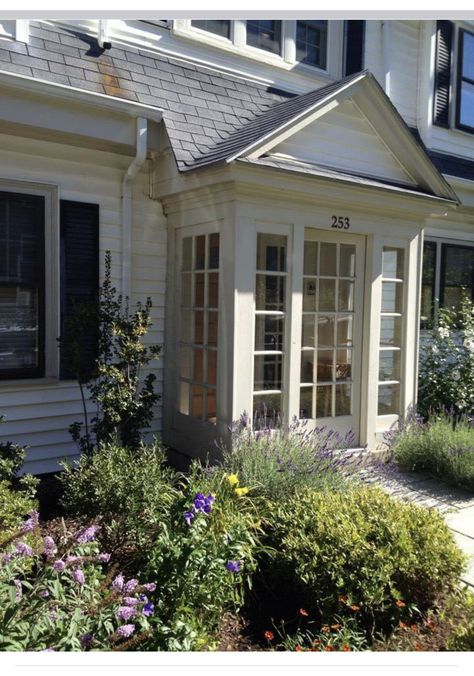 Vestibule Exterior, Enclosed Portico Entry, Enclosed Portico, Recessed Porch, Small Enclosed Porch, Rental Renovation, Oregon Beach House, Portico Entry, Closed In Porch