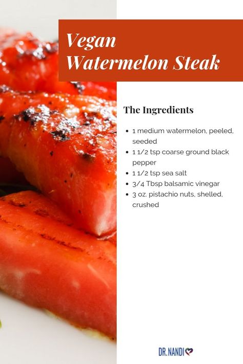 Watermelon Steak Recipe. Have you ever tried watermelon steak? This is a great way to get your of your fruit comfort zone and add a new recipe to your recipe box. Watermelon Steak Recipe, Watermelon Steak, Vegan Steak Recipe, Midnight Dinner, Organic Food Recipes, Vegan Steak, Benefits Of Organic Food, Organic Recipes Healthy, Pistachios Nuts