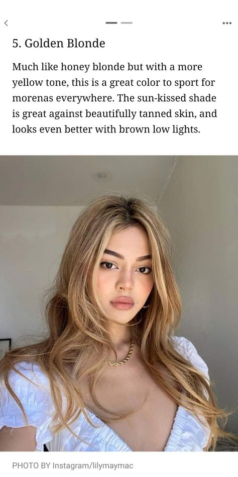 Blonde For Morena Skin, Olive Toned Skin Blonde Hair, Hair Colors That Look Good On Tan Skin, Blonde For Medium Skin Tone, Desi Blonde Hair, Blond For Tan Skin, Light Hair For Olive Skin Tone, Blonde Hair For Yellow Skin Tones, Hair Color For Honey Skin Tone