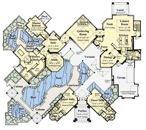 Covered Veranda, Multigenerational House Plans, Multigenerational House, Luxurious Bathrooms, Luxury Floor Plans, Mansion Floor Plan, Courtyard House Plans, Custom Home Plans, Modern Residence