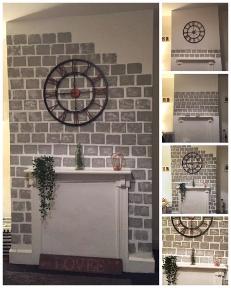 DIY How to Paint a Faux Brick Fireplace Project Idea Faux Brick Fireplace, Sponge Painting Walls, Paint Door Knobs, Diy Brick Wall, Fake Brick, Painted Brick Fireplaces, Faux Brick Walls, Sponge Painting, Wall Painting Decor