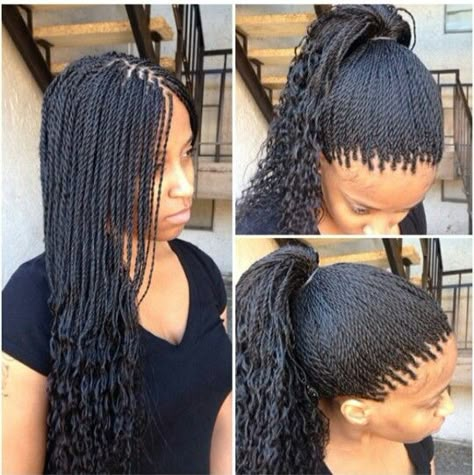 Micro twist....cute but they dont look micro                                                                                                                                                                                 Más Braids Crown, Senegalese Braids, Micro Braids Styles, Half Braided Hairstyles, African Hair Braiding, Micro Braids Hairstyles, Style Braids, Senegalese Twist Hairstyles, Braids Pictures