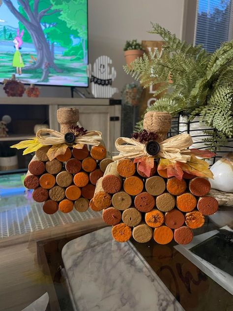 Handmade Wine Cork Pumpkins, Fall Decoration - Etsy Wine Cork Pumpkins, Wine Cork Ideas, Cork Pumpkins, Cork Christmas Tree, Wine Cork Diy Projects, Wine Cork Christmas, Wine Cork Crafts Christmas, Corks Pumpkin, Cork Diy Projects