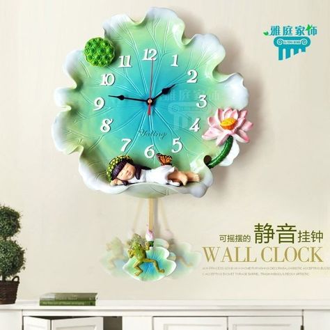 فن الرسم بالمسامير, Leaf Wall Hanging, Bedroom Wall Clock, Handmade Wall Clocks, Wall Watch, Bell Decorations, Living Bedroom, Clay Wall Art, Hanging Clock