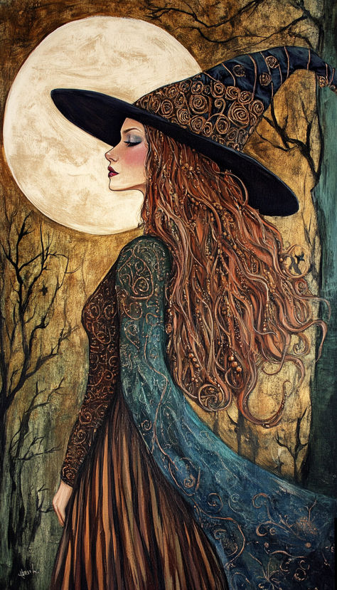 Art Witch, Halloween Folk Art, Witch Art, Believe In Magic, Art Style, Folk Art, Witch, Holidays, Halloween