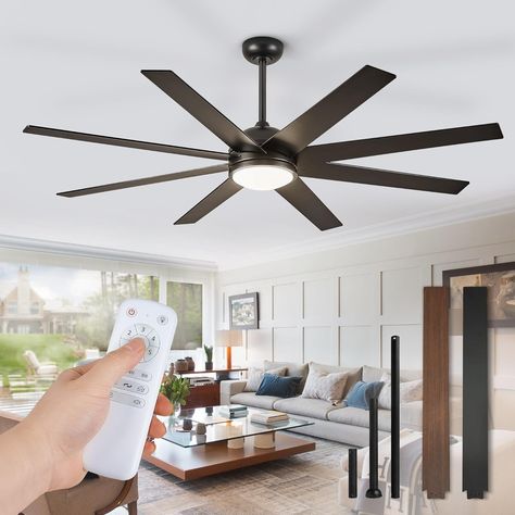 Amazon.com: Fanbulous Ceiling Fans with Lights, 72 inch Large Ceiling Fan with Light and Remote, Outdoor Black Ceiling Fan for Living Room Patio, 6 Speeds, Reversible Quiet DC Motor, 3 CCT, Bi-color 8 Blades : Tools & Home Improvement Large Ceiling Fan With Light, Ceiling Fan For Living Room, Fan For Living Room, Fan Direction, Large Ceiling Fan, Living Room Ceiling Fan, Ceiling Fans With Lights, Fans With Lights, Large Ceiling Fans