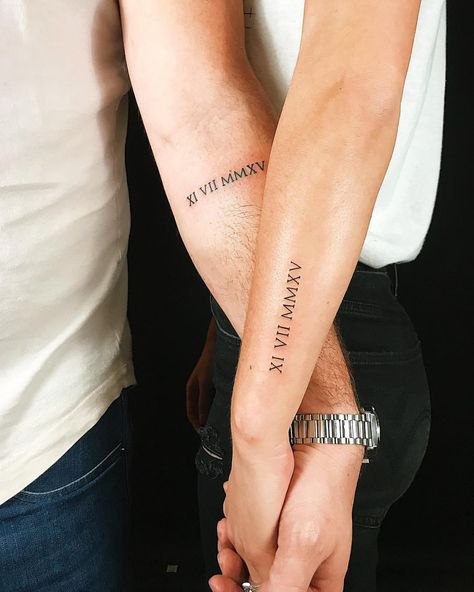 XI VII MMXV \\ Always 🖤 #hisandhers . . . . #wedidathing #inked #tattoo #tatted #weddinganniversary #forevervalentine #funwithlexandsteve… Wedding Date Tattoos, Anniversary Tattoo, Date Tattoos, X Tattoo, Inked Tattoo, Dainty Tattoos, Get A Tattoo, Memorable Moments, Future Tattoos