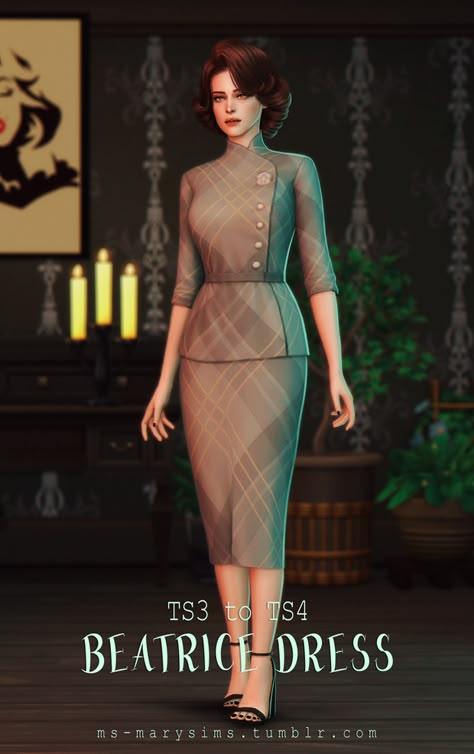 Beatrice Dress | MS | Mary Sims on Patreon Ts3 To Ts4, Sims 4 Decades Challenge, Royal Clothes, Pelo Sims, Sims 4 Mm Cc, Sims 4 Dresses, Sims 4 Characters, Sims 4 Mm, Sims4 Clothes