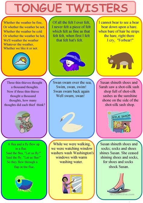 Tongue Twisters For Kids, Tongue Twisters, English Games, Speaking Activities, Funny Jokes For Kids, English Activities, Jokes And Riddles, English Writing, Esl Worksheets