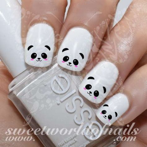 Panda Nail Art Cute Panda Face Nail Water Decals Water Slides Ninja Turtle Nails, Panda Nail Art, Turtle Nail Art, Turtle Nails, Silhouette Nails, Nail Art Cute, Beach Nail, Nail Water Decals, Animal Nail Art