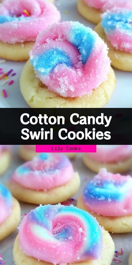 Whimsical Cotton Candy Cookies Recipe | Carnival-Inspired Treats Discover the magic of fairground flavors with our Cotton Candy Cookies! These colorful, marbled delights combine the sweet, nostalgic taste of cotton candy with a fun, whimsical twist—perfect for adding joy to any celebration. Bake up some cheerful, homemade fun today! Cool Cotton Candy, Cotton Candy Brownies, Making Cotton Candy At Home, Magic Candy Recipe, Cotton Candy Cookies Recipes, Cotton Candy Cheesecake, Cotton Candy Recipe, Homemade Cotton Candy, Candy Cookies Recipes