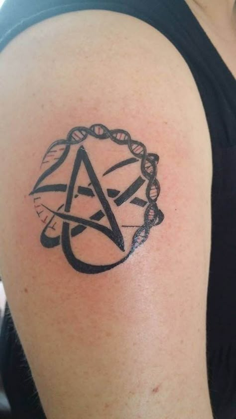 Atheist Tattoo, Atheist Symbol, Science Tattoo, Dna Strand, Science Tattoos, Dna Tattoo, Vine Tattoo, Symbol Tattoo, Vine Tattoos