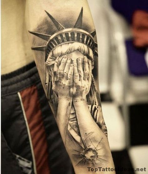 Statue Of Liberty Tattoo Idea Idea | Arm Tattoos | Pinterest ... Traditional Arm Tattoo, Different Tattoo Styles, Statue Of Liberty Tattoo, Liberty Tattoo, Chicano Tattoos Sleeve, Inner Bicep Tattoo, Patriotic Tattoos, Statue Tattoo, Chicano Tattoos