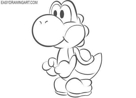 How to Draw Yoshi | Easy Drawing Art Mario Bros Characters Drawing, Yoshi Tattoo Black And White, Yoshi Drawing Easy, Yoshi Tattoos, Yoshi Sketch, Mario Characters Drawing, How To Draw Yoshi, Yoshi Tattoo, Super Mario Coloring