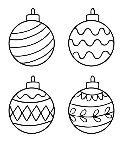 Simple Ornament Drawing, Ornament Designs Pattern, Christmas Ornament Drawing Patterns, Printable Ornaments Christmas, Christmas Color Sheets Free, Printable Christmas Patterns, Ornament Crafts Preschool, Christmas Tree Ornament Template, Ornaments Templates Free Printable