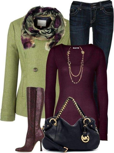 ⭐ Green Clothes Combination, Combination Fashion, Oxford Style, Outfit Combinations, Stitch Fix Style, Green Jacket, Fall Winter Outfits, Work Casual, Womens Fashion Casual