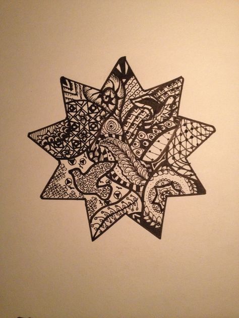 #zendala #zendoodle #bahaifaith My Bahai Zendala!! Bahai Tattoo, Bahai Art, Fantasy Police, Art Core, Baha I Faith, Bahai Faith, Doodles Zentangles, Mandala Design Art, Hold My Hand