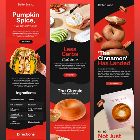 Better Brand Newsletter Design on Behance Food Email Marketing Design, Fitness Email Design, Wellness Design Graphic, Fun Newsletter Design, Food Email Design, Brand Banner Design, Creative Emailer, Creative Newsletter Design, Newsletter Design Layout Creative