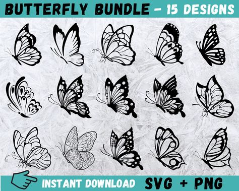 Butterfly Silhouette Templates, Butterflies Silhouette, Butterfly Drawing Outline, Stickers Butterflies, Cricut Butterfly, Hand Drawn Butterfly, Drawn Butterfly, Butterfly Tattoo Stencil, Silhouette Butterfly