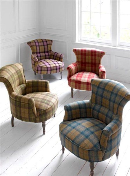 Tartan Armchairs - Ideas on Foter Tartan Chair, Plaid Chair, Colors And Patterns, Sofas And Chairs, Tartan Plaid, Upholstered Chairs, White Walls, Design Interior, Soft Furnishings