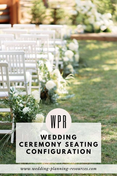 Wedding Ceremony Seating Configuration Ideas: Top 10. Let’s be seated! Looking for seating arrangement ideas? In this guide, we are sharing ceremony seating tips that you would want to consider! We’ve got traditional seating, as well as unique seating so you have many options to choose from and find the right one for your wedding! Small Wedding Chair Setup, Chair Placement For Wedding Ceremony, Wedding Ceremony 100 Chairs, Wedding Ceremony Chair Layout, Wedding Seating Ceremony Outdoor, Chair Set Up For Wedding Ceremony, Ceremony Chairs Layout, Family Seating At Wedding Ceremony, Seating For 100 People Wedding