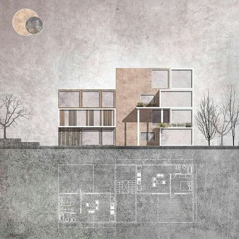 @archolution on Instagram: “Follow @archolution  Use #archolution to be featured By @forest_of_lore” Elevation Render, Section Drawing Architecture, Landscape Architecture Drawing, Architecture Elevation, Architecture Presentation Board, Architecture Panel, Architecture Collage, Walter Gropius, Architecture Graphics