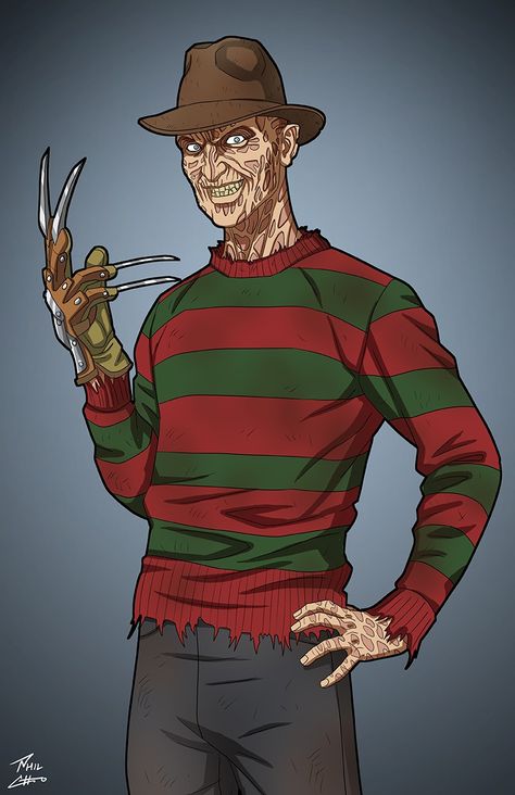 Papaw Tattoo, Freddy Krueger Cartoon, Freddy Krueger Pictures, Fred Kruger, Horror Slashers, Freddy Krueger Art, Earth 27, Phil Cho, Disney Drawings Sketches