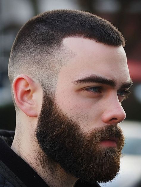 Buzzcut And Beard, Big Beard Styles, Tapered Beard, Very Short Hair Men, Blonde Beard, Natural Beard, Mens Hairstyles With Beard, Thick Beard, Mens Haircuts