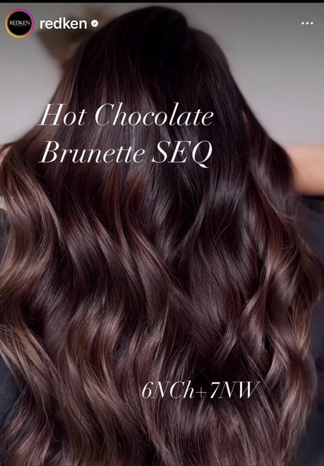 Rich Chocolate Brown Hair Formula, Dark Chocolate Brown Hair Formula, Chocolate Brown Formula, Hot Chocolate Hair, Toner Shades, Chocolate Auburn Hair, Salon Board, Redken Formulas, Toner Formulas