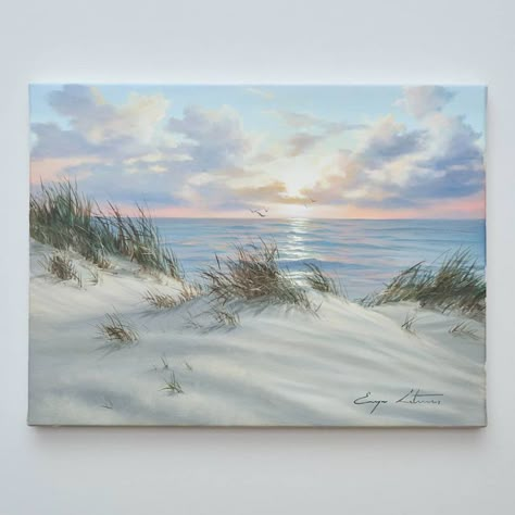 Seascapes Art Beach Scenes, Watercolor Art Paintings Beautiful, Sea Painting Ideas, Painting Ideas Beach, Beach Paintings On Canvas, Beginner Painting On Canvas, Seashore Paintings, Ocean Landscape Painting, Ocean Art Painting