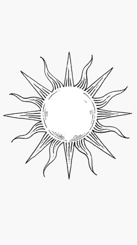 Edgy Sun Tattoo, Sun Tattoo Template, Sun Tattoo On Knee, Sun Line Art Tattoo, Sun Sketch Simple, Simple Sun Tattoo Designs, Sun Drawing Tattoo, Big Sun Tattoo, Sun Tattoo Sketch