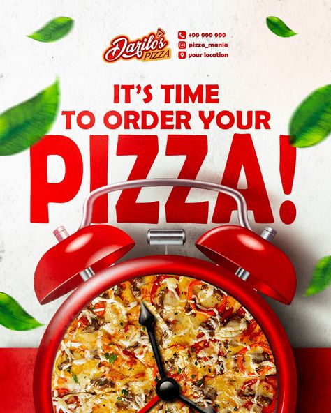 Social media post design_ pizzeria Pizza shop Takeaway Pizza Shop Design, Creative Pizza Ads, Pizza Creative Post, Pizza Social Media Design, Pizza Graphic Design, Pizza Advertising, Pizza Social Media Post, Ui Ux Portfolio, Pizza Ads