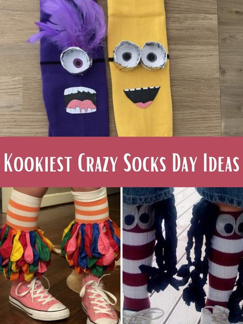 Diy Wacky Socks, Crazy Socks Day Diy, Crazy Sock Diy, Socks Craft, Wacky Socks, Socks Diy, Pots Diy, Silly Socks, Crafts Preschool