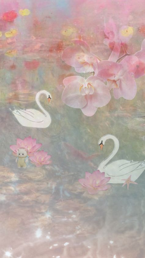 #wallpaperaesthetic #coquetteaesthetic #swanlakeaesthetic #monetaesthetic Swan Phone Wallpaper, Coquette Swan Wallpaper, Pink Swan Wallpaper, Coquette Summer Wallpaper, Swan Wallpaper Aesthetic, Swan Background, Coquette Swan, Ballerina Wallpaper, Swan Wallpaper