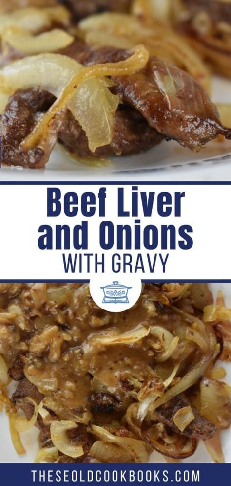 Beef Liver and Onions with Gravy Recipe - These Old Cookbooks Liver And Onions With Gravy, Beef Liver And Onions Recipe, Beef Liver And Onions, Liver And Onions Recipe, Fried Liver, Old Cookbooks, Liver And Onions, How To Cook Liver, Liver Recipes