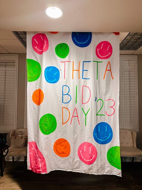 Smiley Face Bid Day, Circus Bid Day, Smiley Face Banner, Bid Day Banner, Mad Happy Bid Day, Welcome To The Ride Of Your Life Bid Day, Strikes Again Bid Day, Rush Sorority, Kappa Alpha Theta