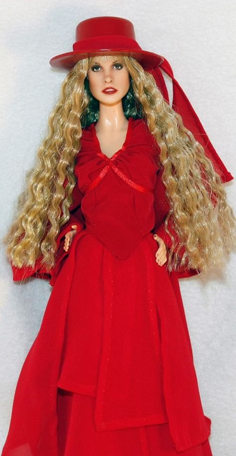 Celebrity Fashion replica of Stevie Nicks gown in doll-size by Karen glammourdoll (custom DOLL by Laurie Everton) Stevie Nicks Fleetwood Mac, Fleetwood Mac, Stevie Nicks, Ooak Dolls, Barbie Girl, Celebrity Fashion, Dress Suits, Her Style, Fashion Dolls